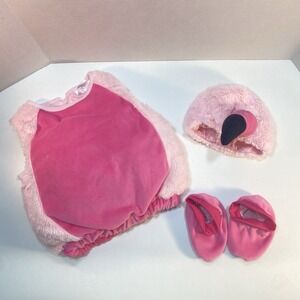 Flamingo 0-6 Months Infant Halloween Costume‎ Pink Bodysuit Cap Booties Jumpsuit